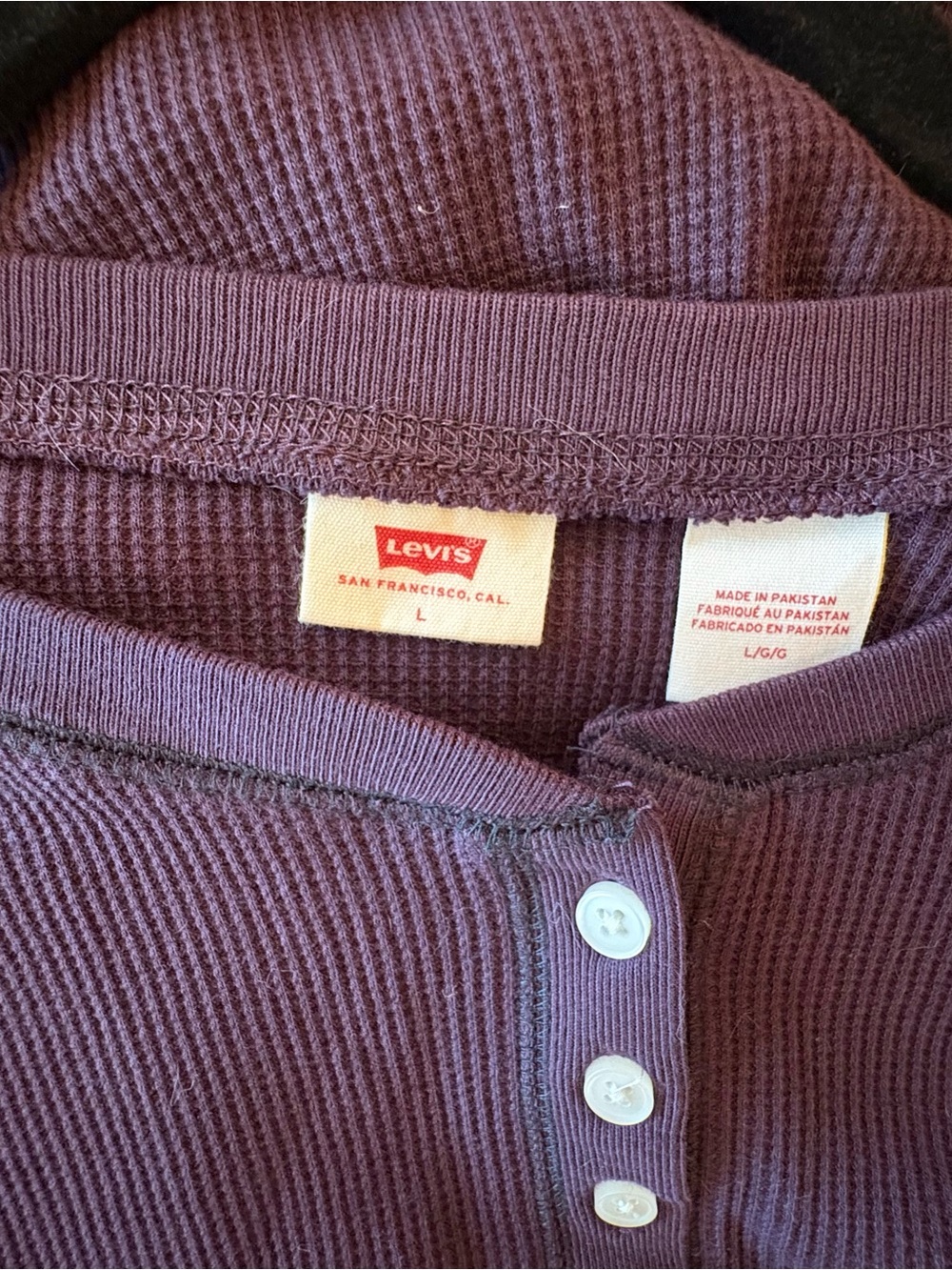 Levi's Plum Ribbed Button-Front Henley - Picture 2 of 4